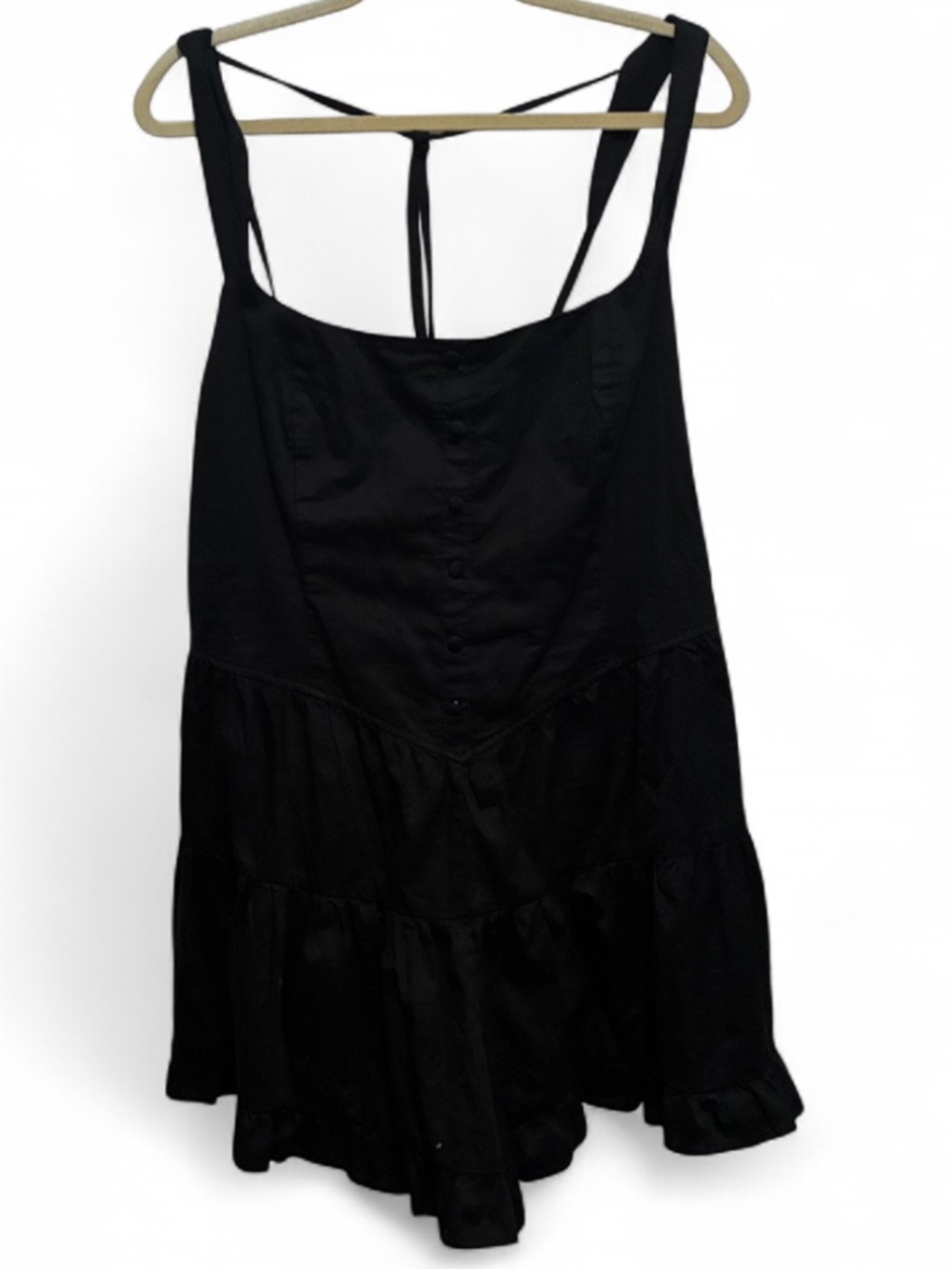 NWT Wild Fable Black Pointed Waistline Boho Mini Dress with Strappy Back